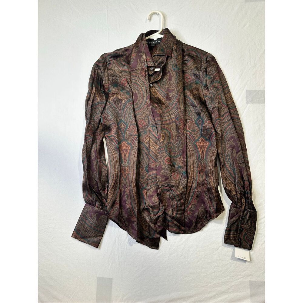 Ralph Lauren Black Label Women’s 100% Silk Dress Button-up Shirt, Size 4, NWT